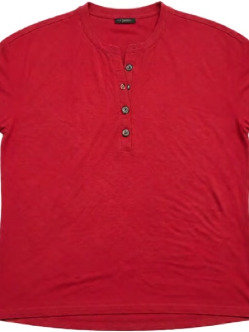 Women’s Red Henley Shirt - Classic Button-Up Style